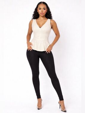 VERY GENTLY USED Rober Rodriguez 100% Leather Peplum Top.